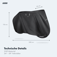 Laden Sie das Bild in den Galerie-Viewer, Maße und Gewicht des AARON Bikecovers