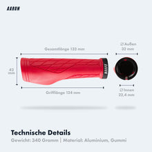 Laden Sie das Bild in den Galerie-Viewer, Maße und Gewicht der AARON FIT Fahrradgriffe