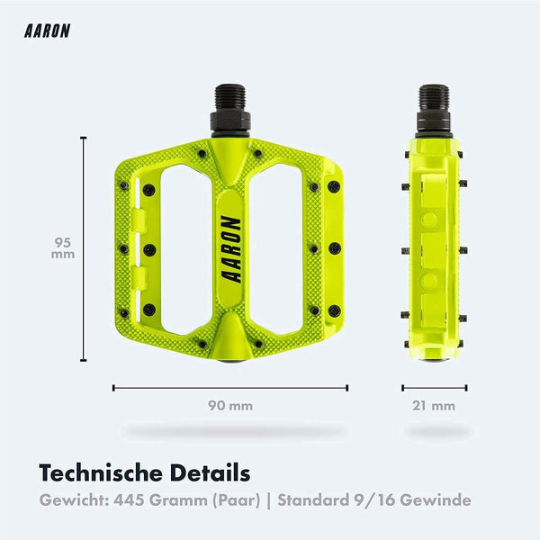 Maße und Gewicht des AARON Rock Fahrradpedals