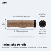 Laden Sie das Bild in den Galerie-Viewer, AARON Bio Ergonomische Fahrradgriffe aus Kork - Lock Ring Schwarz