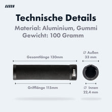 Laden Sie das Bild in den Galerie-Viewer, AARON MTB &amp; BMX Fahrradgriffe - Schwarz - Diamant Profil