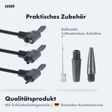 AARON AIR Standpumpe mit Manometer und Ball-Aufsatz, Schwarz