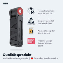 Laden Sie das Bild in den Galerie-Viewer, AARON Faltschloss 75cm - Fahrradschloss Sicherheitsstufe 14 - Mini