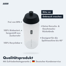 Laden Sie das Bild in den Galerie-Viewer, AARON ECO Fahrrad Trinkflasche - 100% Biologisch Abbaubar, BPA-frei - Transparent