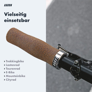 AARON Bio Ergonomische Fahrradgriffe aus Kork - Lock Ring Silber