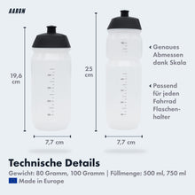 Laden Sie das Bild in den Galerie-Viewer, AARON ECO Fahrrad Trinkflasche - 100% Biologisch Abbaubar, BPA-frei - Transparent