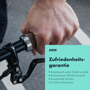 AARON Bio Ergonomische Fahrradgriffe aus Kork - Lock Ring Silber