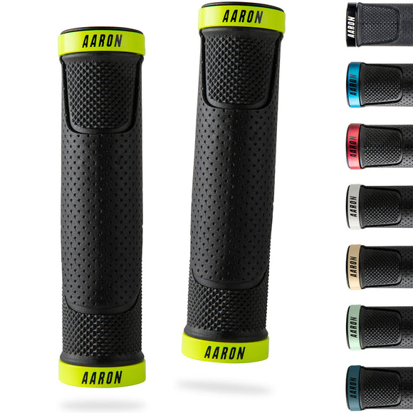 AARON MTB Fahrradgriffe - Gelb mit rutschfester Oberfläche und ergonomischem Design für sicheren Halt am Lenker.