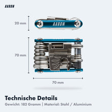 Laden Sie das Bild in den Galerie-Viewer, AARON Tool 20 in 1 Multitool - Fahrrad Multifunktionswerkzeug - Blau