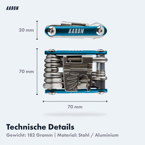 AARON Tool 20 in 1 Multitool - Fahrrad Multifunktionswerkzeug - Blau