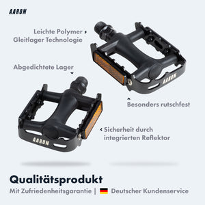 AARON Tour Fahrradpedale mit Reflektoren - Aluminium - Schwarz