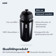 Laden Sie das Bild in den Galerie-Viewer, AARON ECO Fahrrad Trinkflasche - 100% Biologisch Abbaubar, BPA-frei - Schwarz