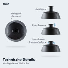 Laden Sie das Bild in den Galerie-Viewer, AARON ECO Fahrrad Trinkflasche - 100% Biologisch Abbaubar, BPA-frei - Schwarz